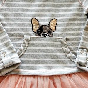 Lilt Girls Grey, White and Pink Sweater Dress